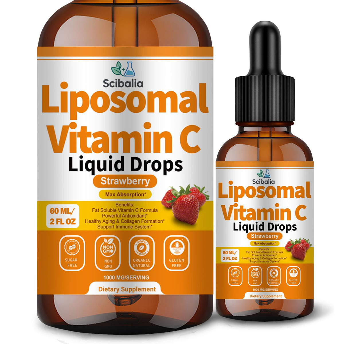 Scibalia liposomal vitamin C dropper bottle showing high absorption potential for daily immunity.