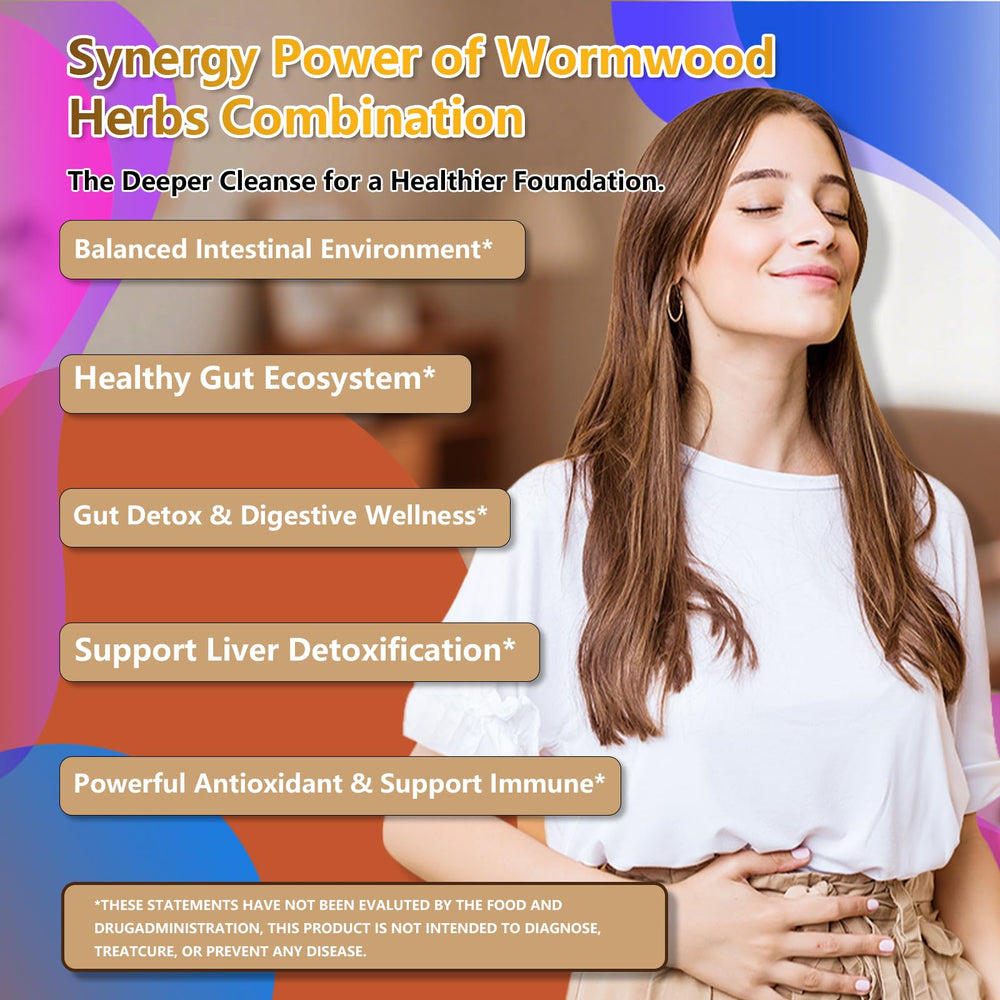 Scibalia wormwood leaf ingredient supports digestive comfort.