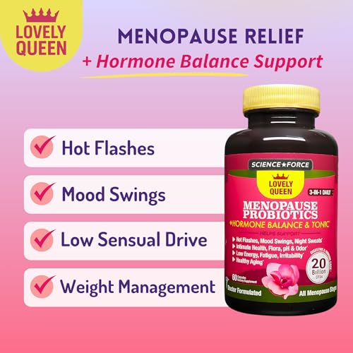 Lovely Queen capsules dispensed highlight daily probiotic support and mood balance.