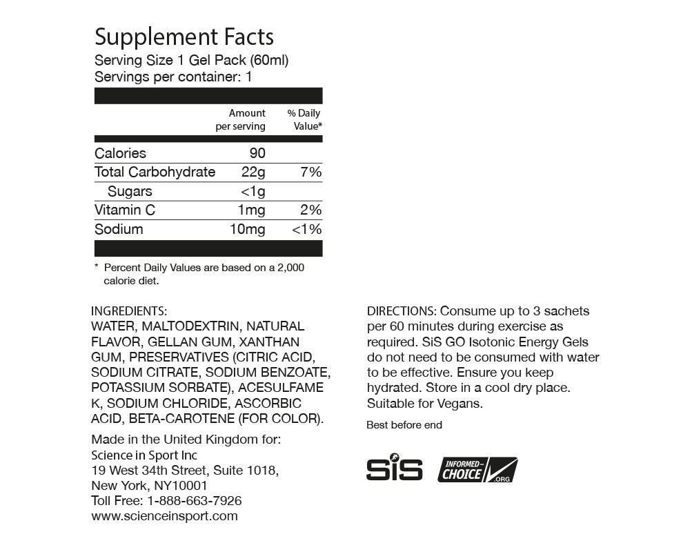 Science in Sport low-sugar gel supports steady energy without crashes during workouts.