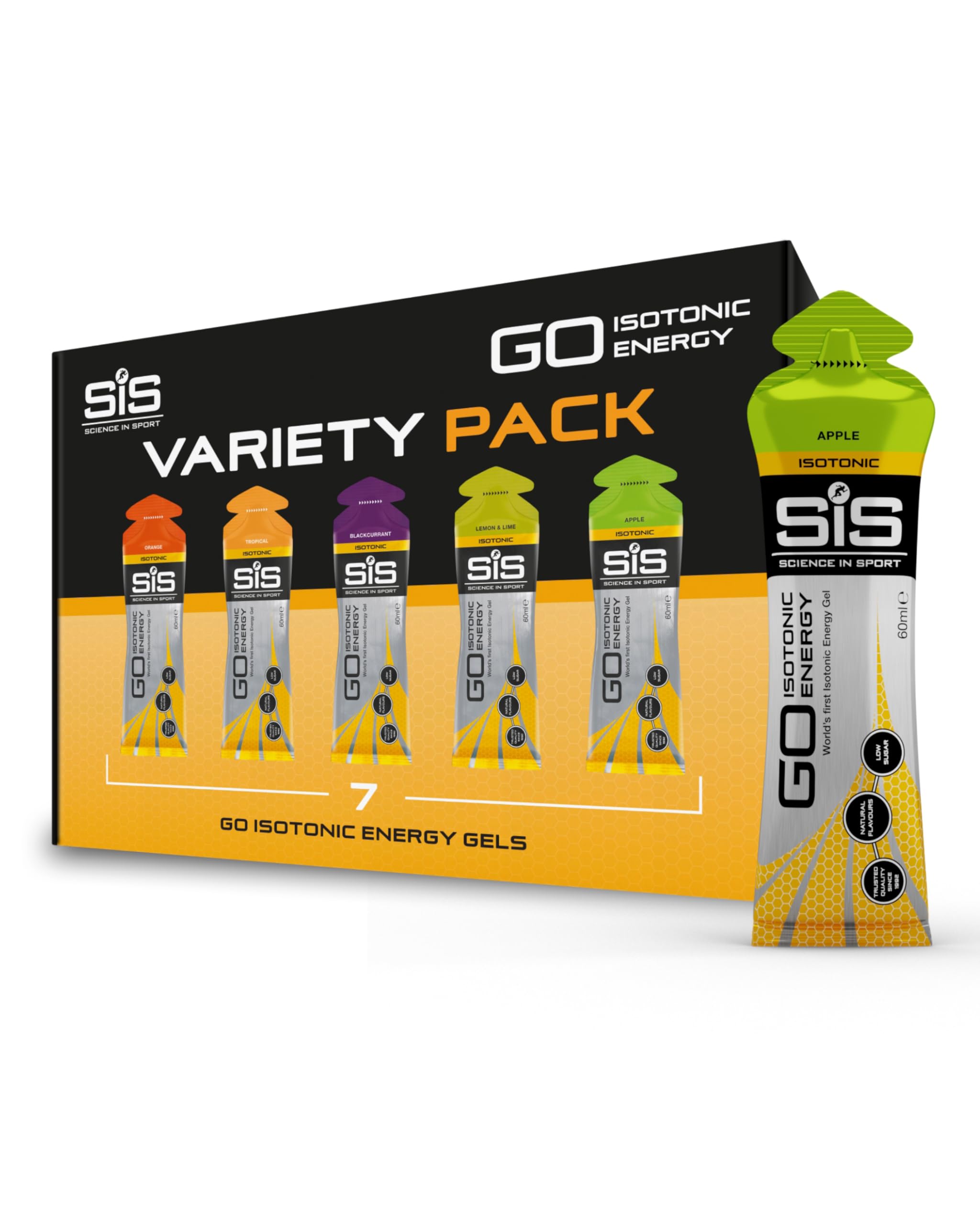 Science in Sport GO isotonic energy gel pack 7 front view for quick endurance fueling