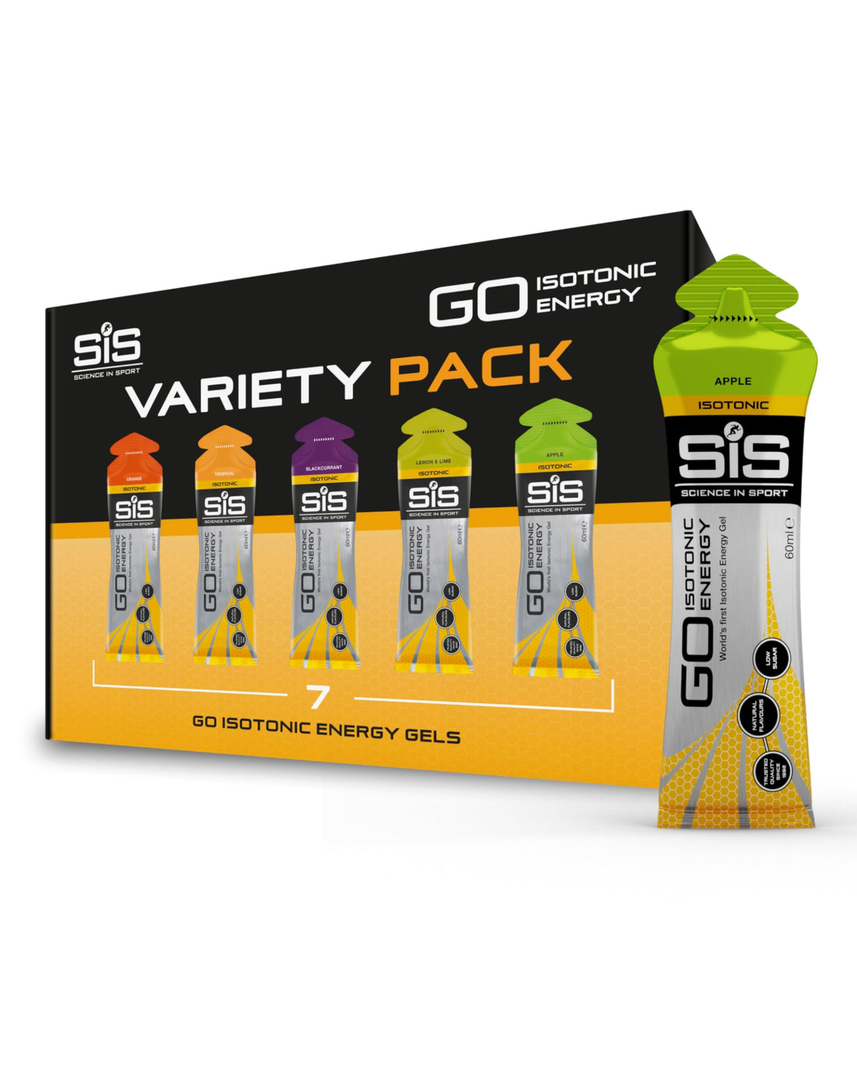 Science in Sport GO isotonic energy gel pack 7 front view for quick endurance fueling