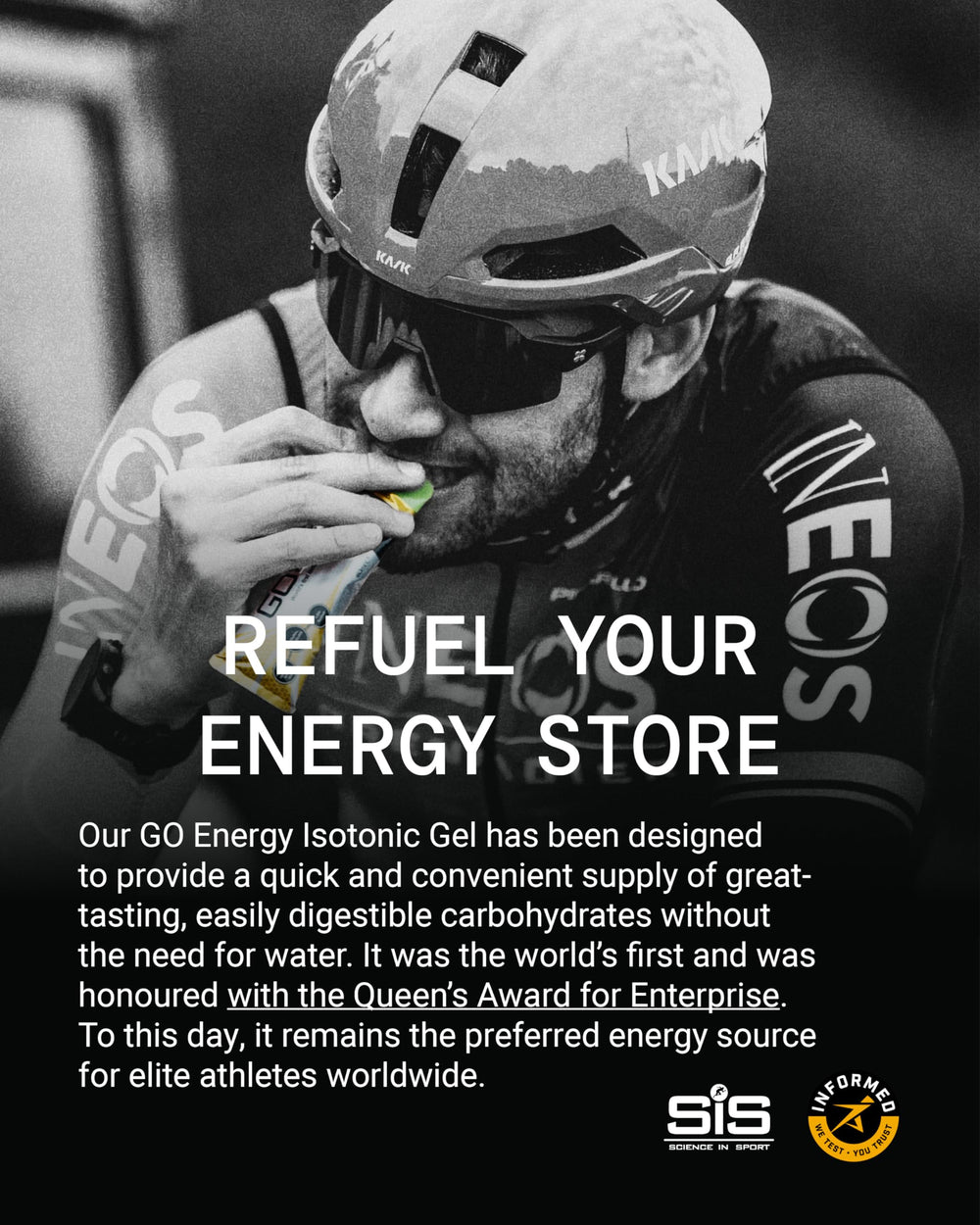 Science in Sport GO isotonic energy gel pack 7 serve view illustrating water-free energy delivery