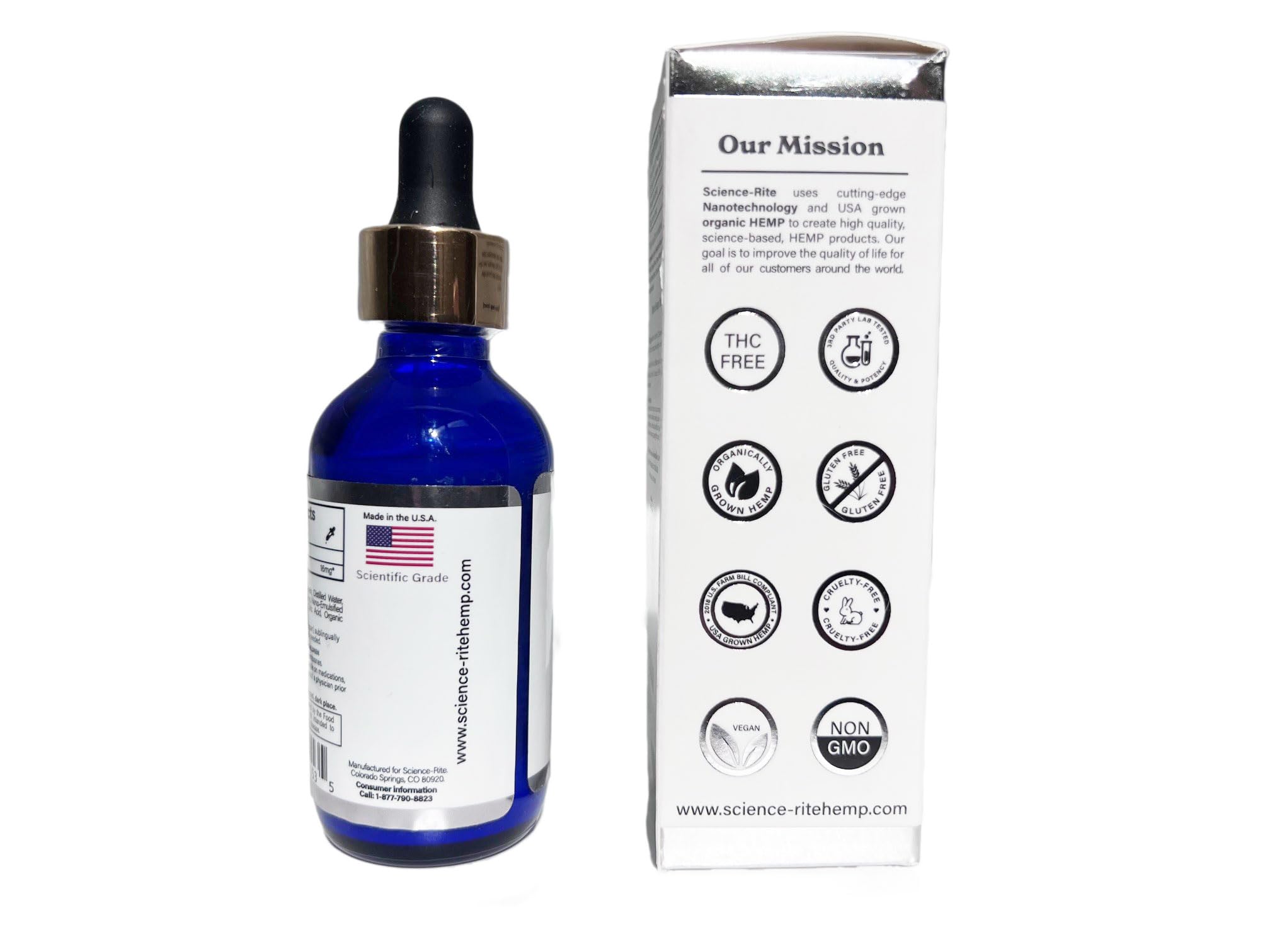 Science-Rite packaging highlights USA-made, quality standard.