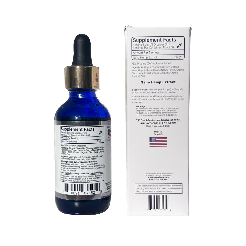 Science-Rite fluid drops image suggests precise dosing for mindful supplementation.