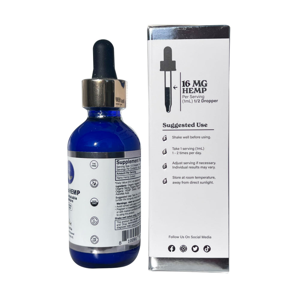 Science-Rite nano hemp vanilla flavor label highlights natural ingredients.