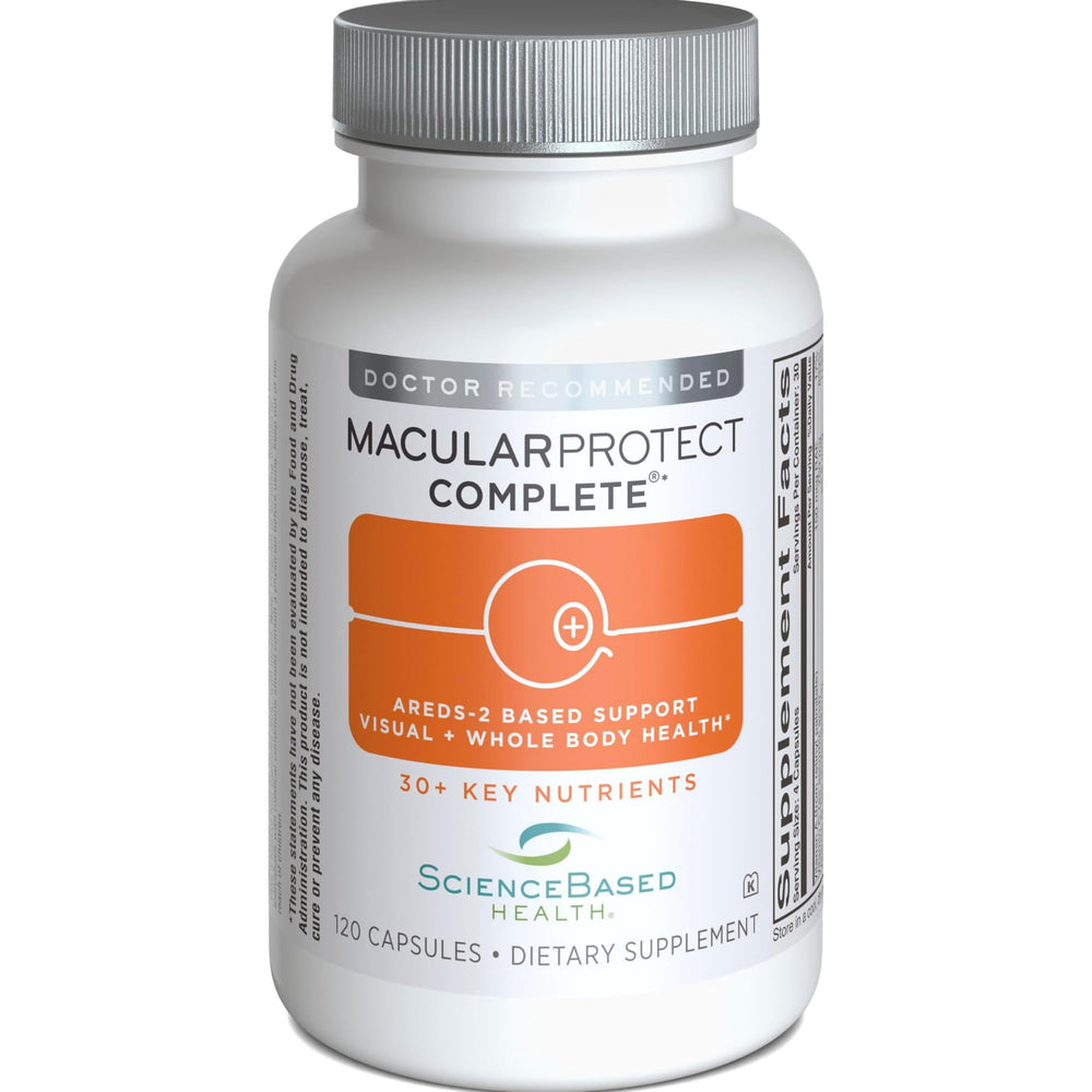 ScienceBased Health MacularProtect Complete bottle front showing 120 capsules for daily eye support