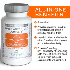 ScienceBased Health MacularProtect Complete capsules packaging highlighting AREDS 2 nutrients