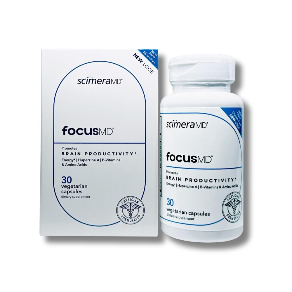 Scimera Bioscience FocusMD bottle front for daily cognitive support and easy supplement routine.
