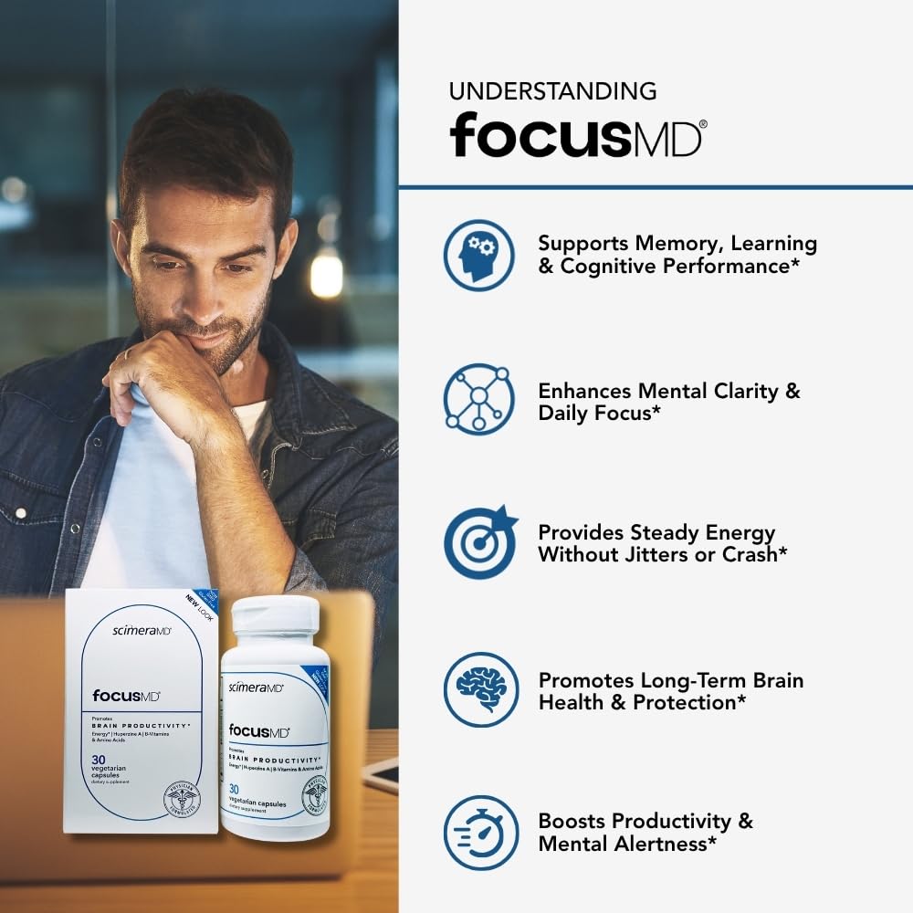 FocusMD bottle open highlighting easy intake as part of a daily routine.