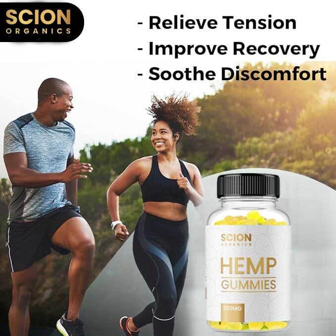 Raspberry flavored Scion Organics gummies on bright countertop