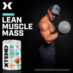Scivation Xtend EAA powder being poured into a glass post-workout refreshment