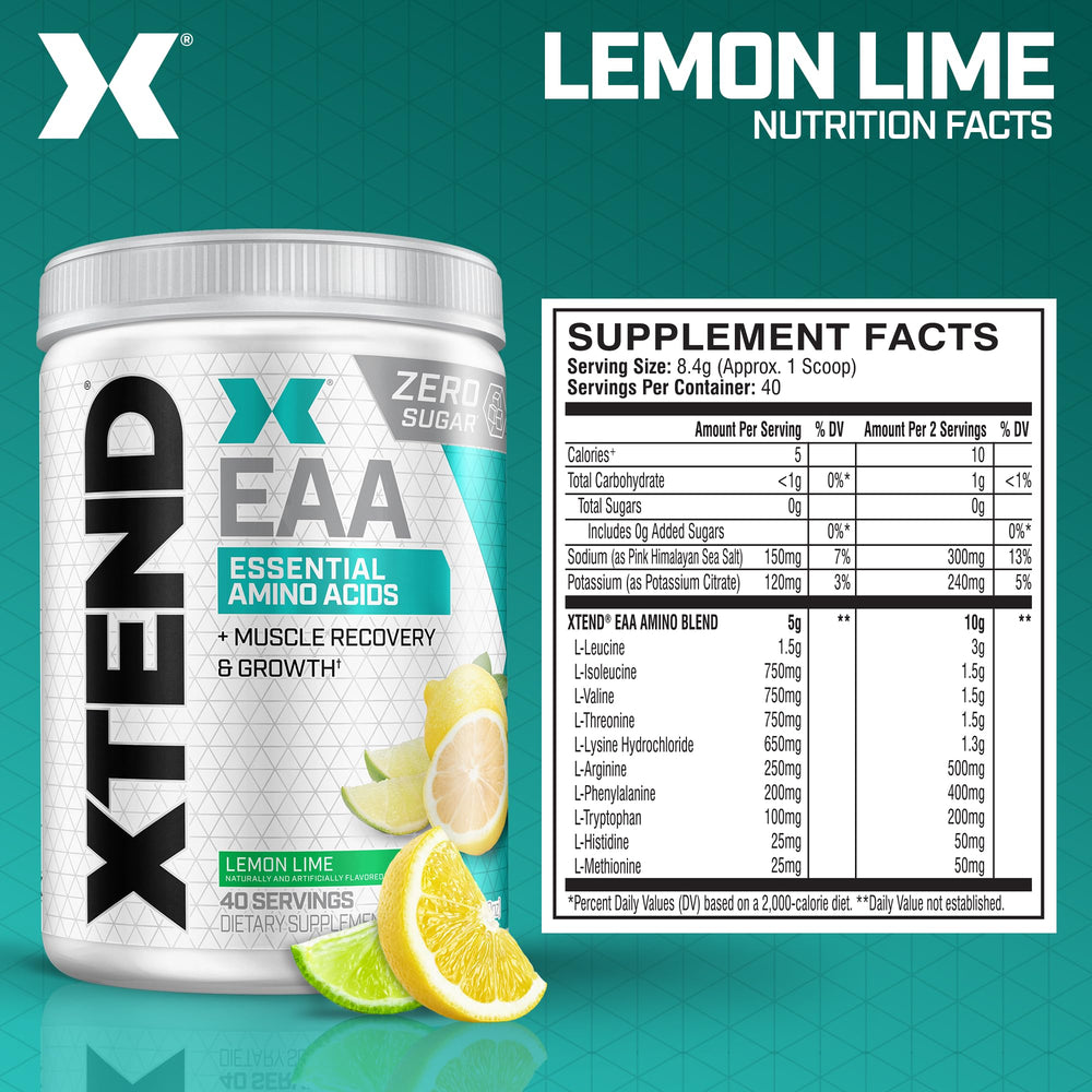 Scivation Xtend EAA label closeup highlighting essential amino acids