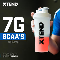 Scivation XTEND Sport bottle close-up highlights electrolyte blend for hydration.