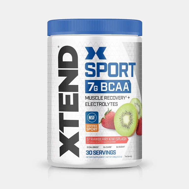 Scivation XTEND Sport Strawberry Kiwi Splash tub for post-workout refreshment and flavor variety.