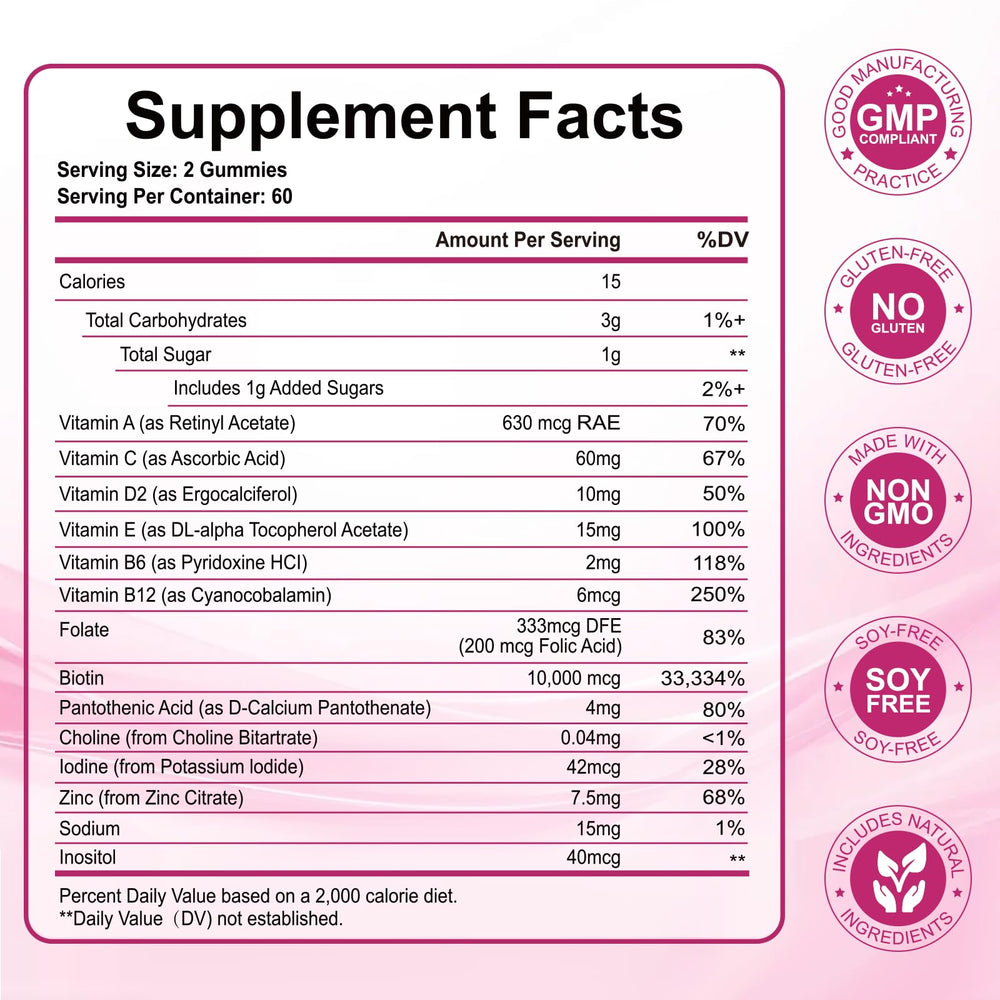 Close-up of SCOLA biotin 10,000 mcg gummy highlighting daily beauty support.