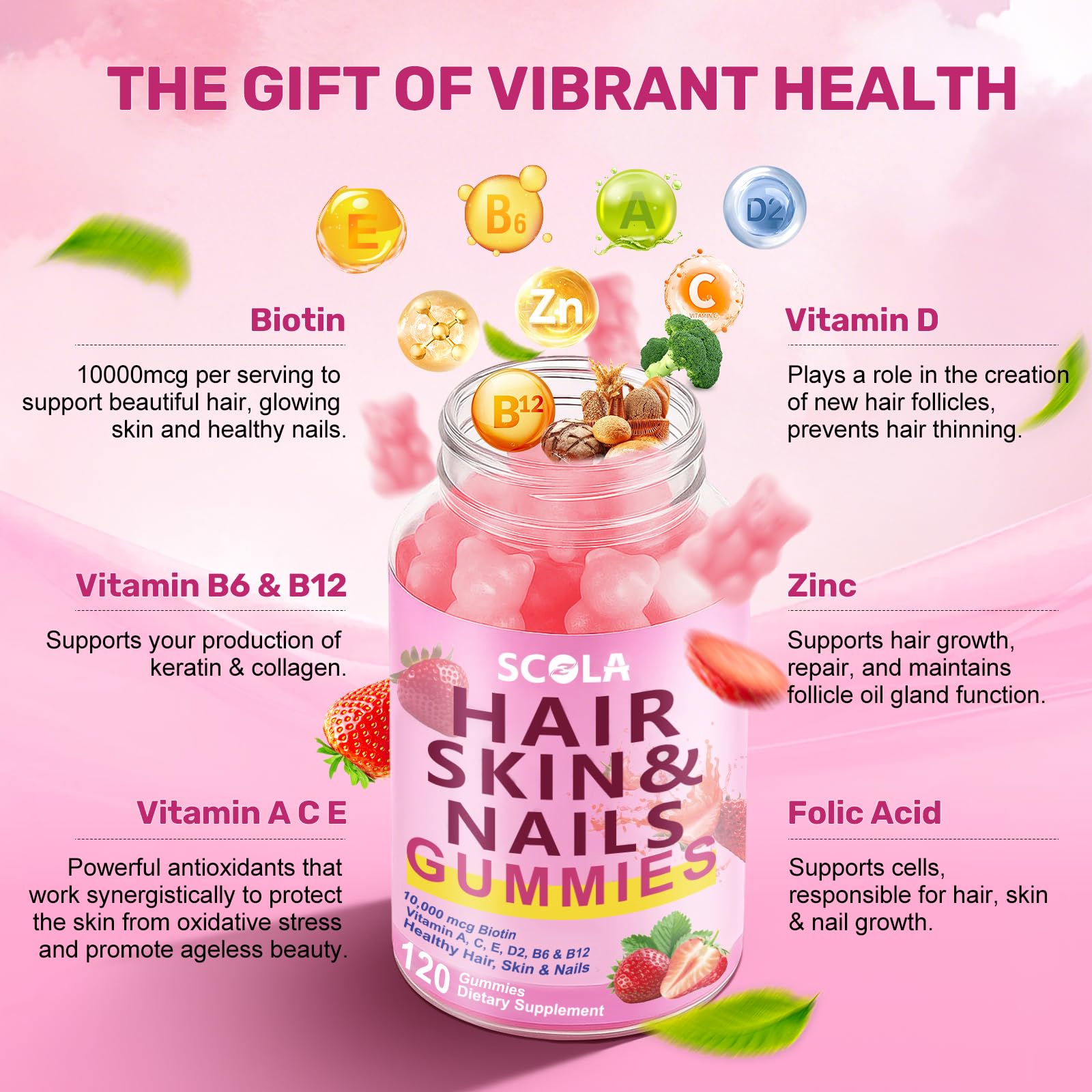 Front packaging of SCOLA bottle emphasizes gluten-free, non-GMO quality.
