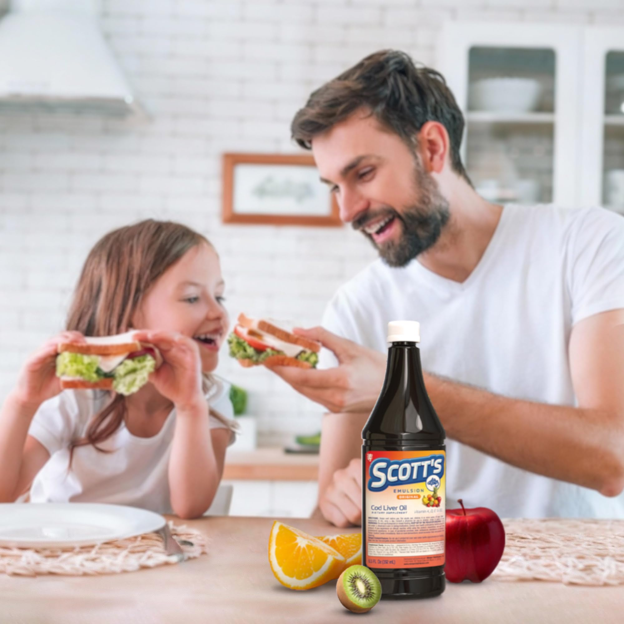 SCOTT'S EMULSION Kids bottle pours smoothly for easy dosing.