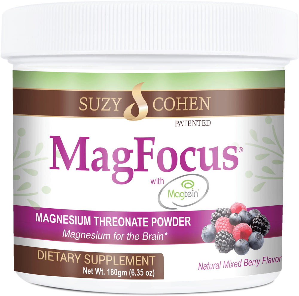 Script Essentials MagFocus bottle with Magtein powder for daily focus support.