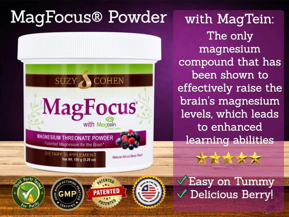 MagFocus mixed berry powder scoop ready for convenient daily dose.