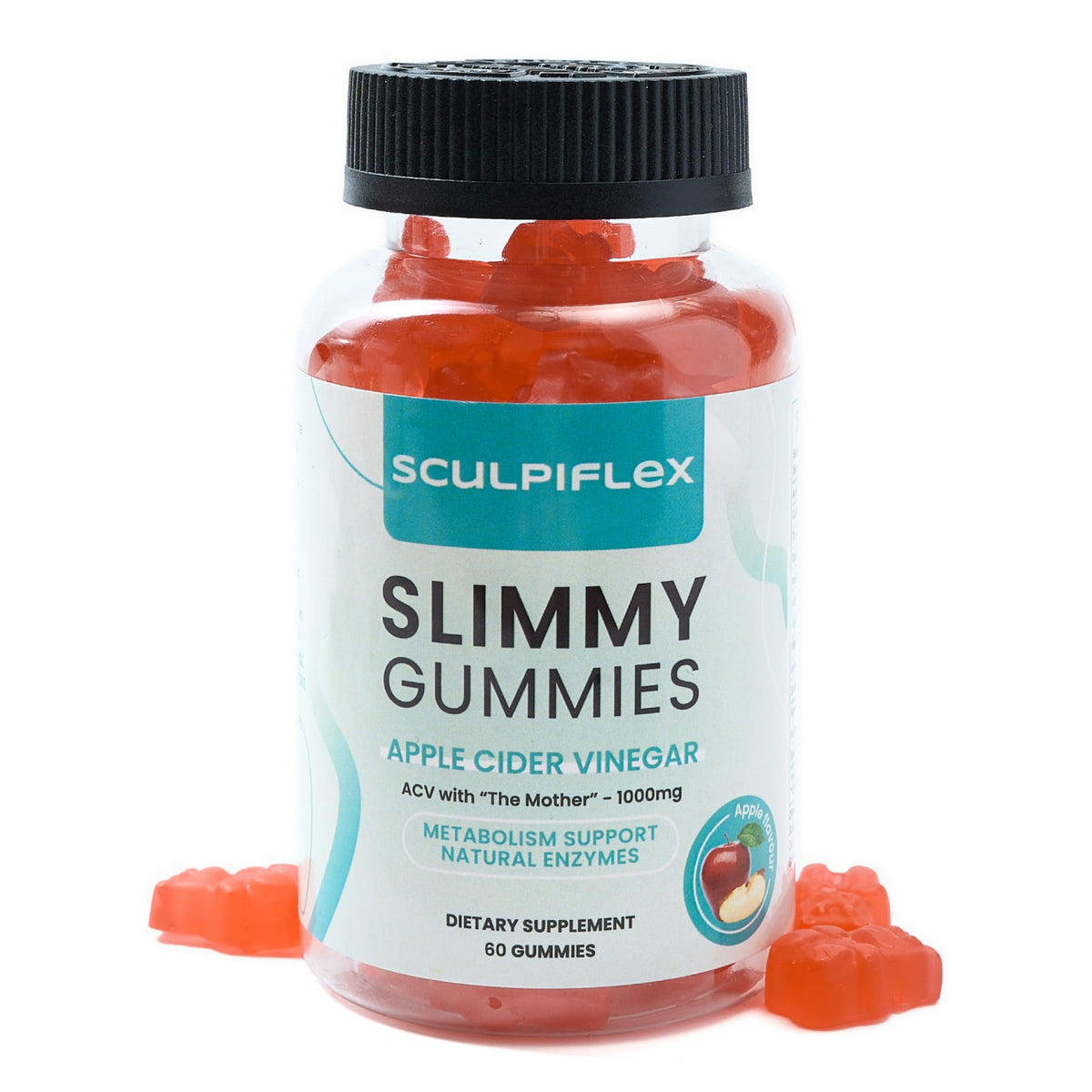 SCULPIFLEX Apple Cider Vinegar Gummies bottle for convenient daily metabolism support