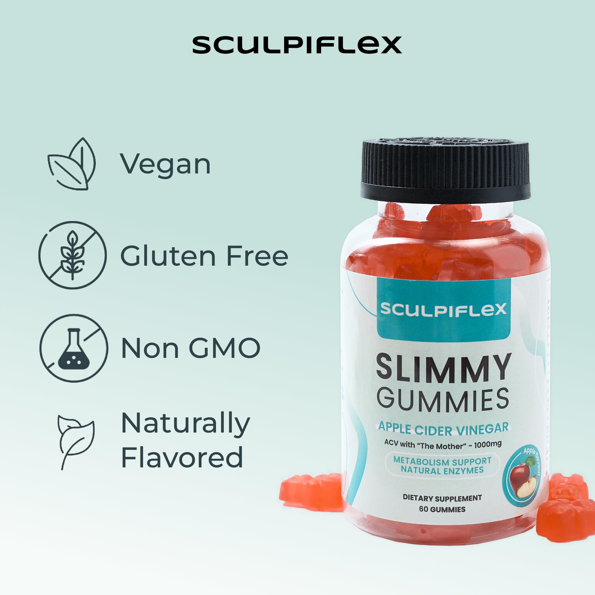 Lifestyle shot of SCULPIFLEX gummies as part of a balanced diet