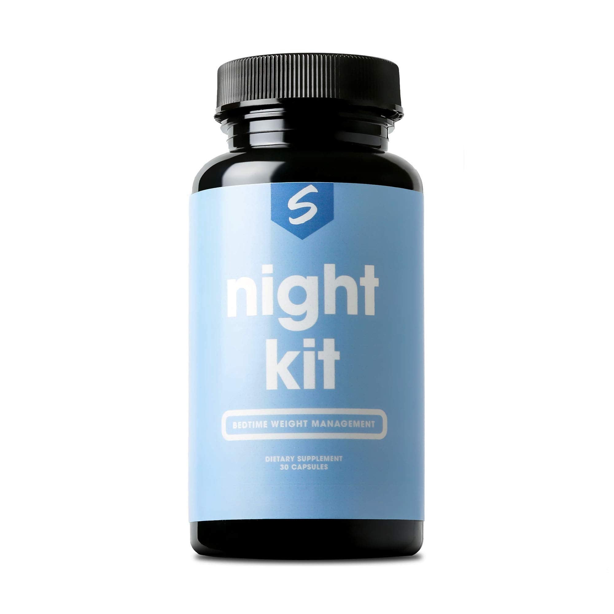 SCULPT Night Kit glass with water and capsule for bedtime intake.
