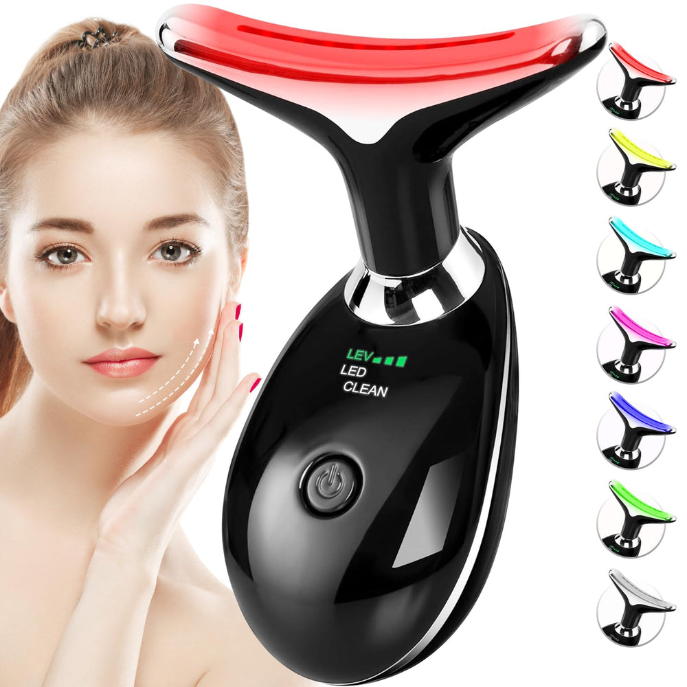 SDKWDH face massager shown with seven color modes for targeted skincare benefits