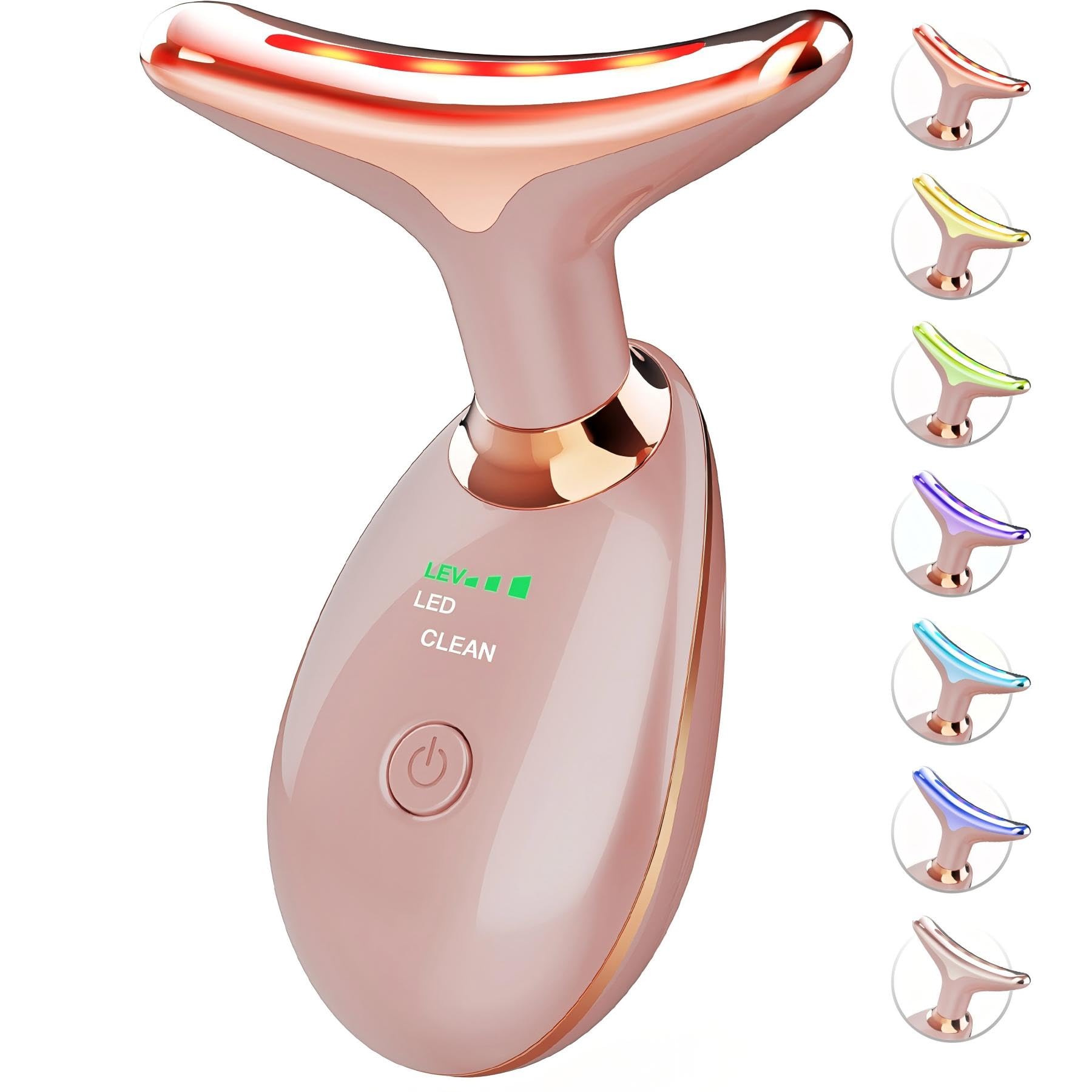 SDKWDH red light therapy device for face and neck with seven color modes offering skin refresh.