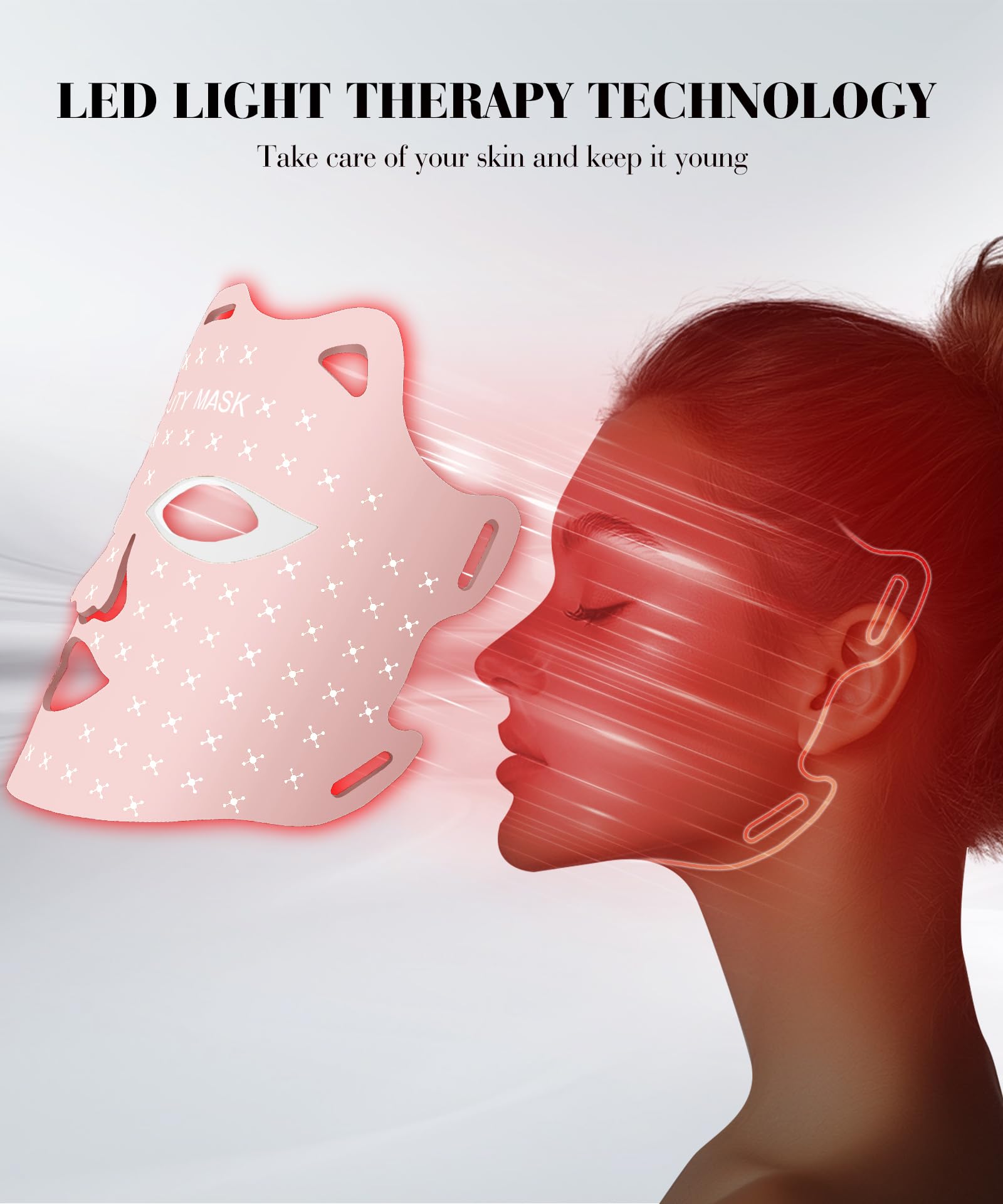 SDKWDH remote-control LED face mask with adjustable color and timer