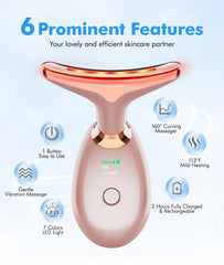 SDKWDH rose-gold handheld massager in hand for easy on-the-go skincare.