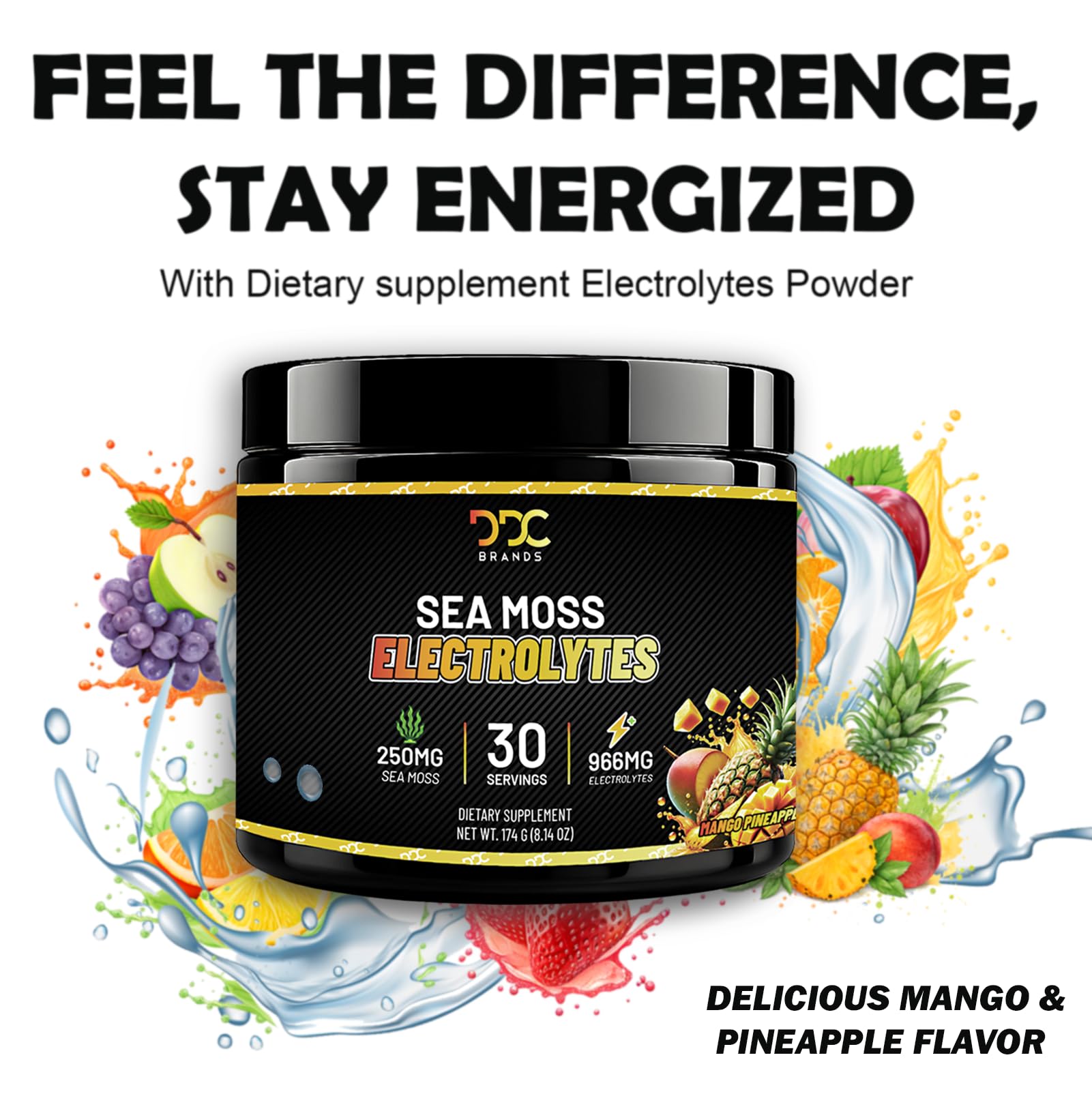 Close-up of Sea Moss Electrolytes mango pineapple texture and color