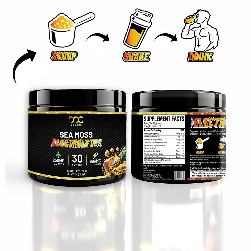 Sea Moss Electrolytes mango pineapple aroma highlighting tropical taste profile