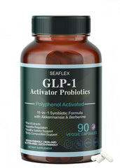 SEAFLEX GLP-1 bottle on table highlights digestive support and daily wellness