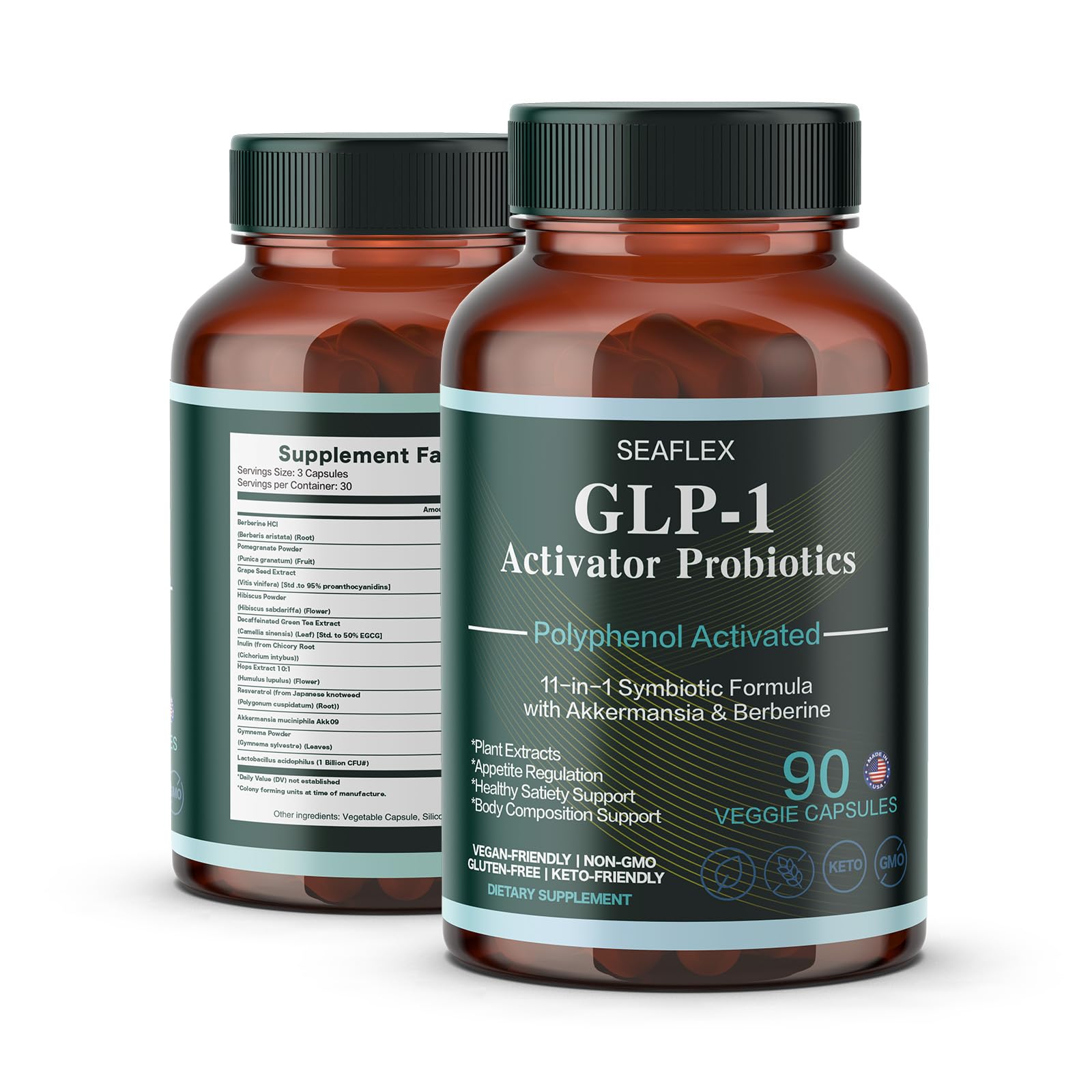 Healthy meal with SEAFLEX GLP-1 nearby for mindful eating