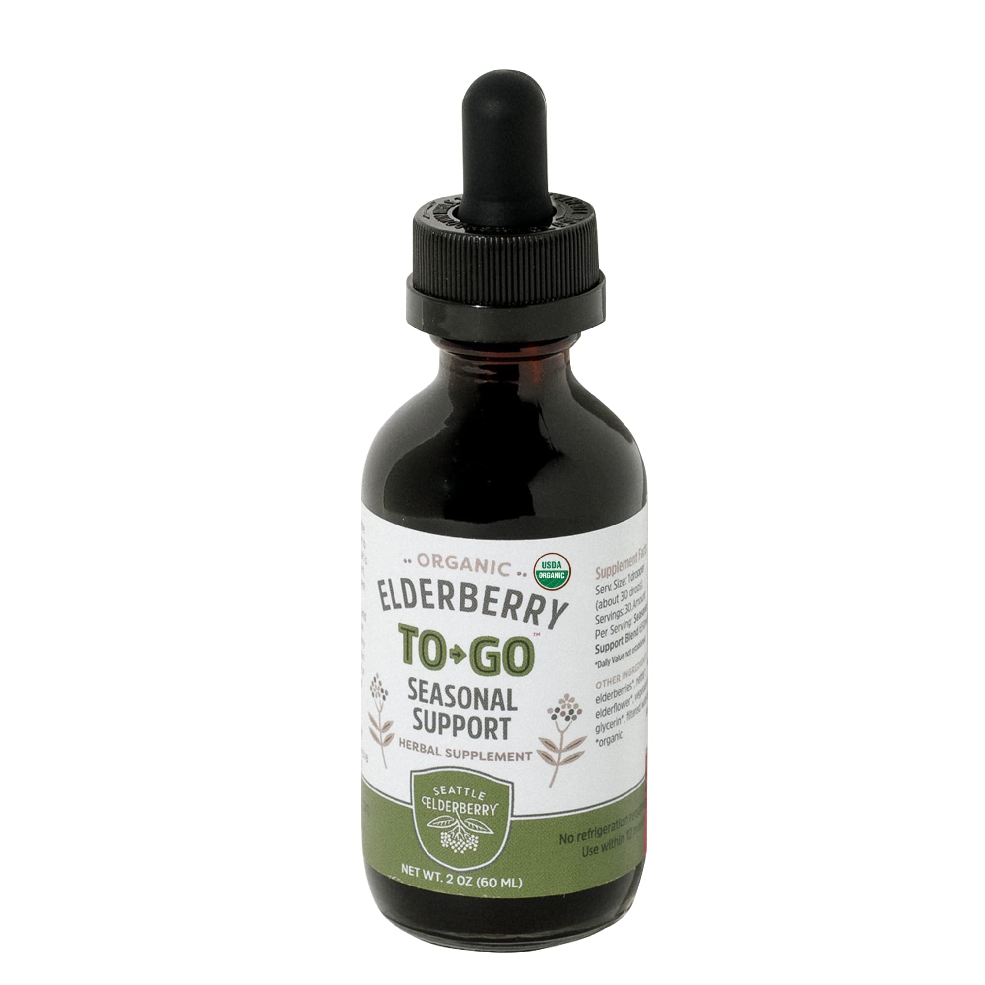 Seattle Elderberry to-Go bottle pour for on-the-go immunity support