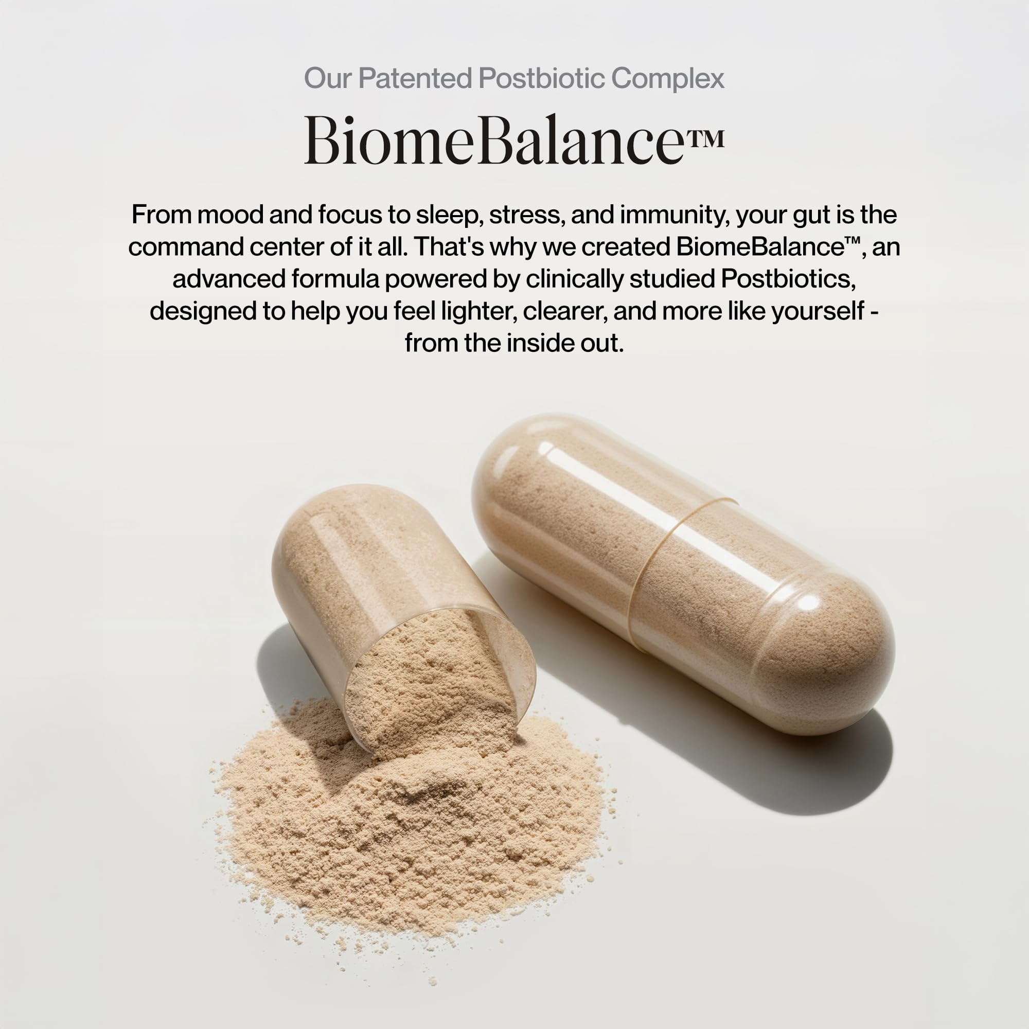 SecondKind Mood Balance capsules neatly arranged for consistent daily use.