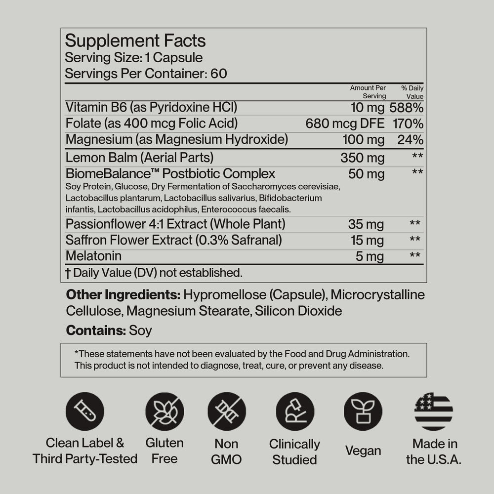 SecondKind Mood Balance retail packaging with saffron and lemon balm imagery.