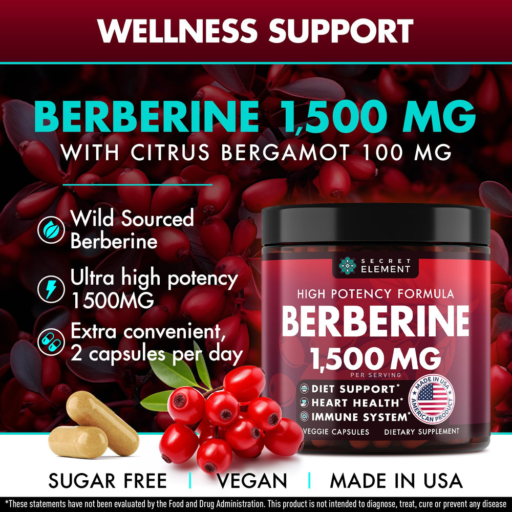 Secret Element Berberine HCL beet root capsules highlight vegan nutrition