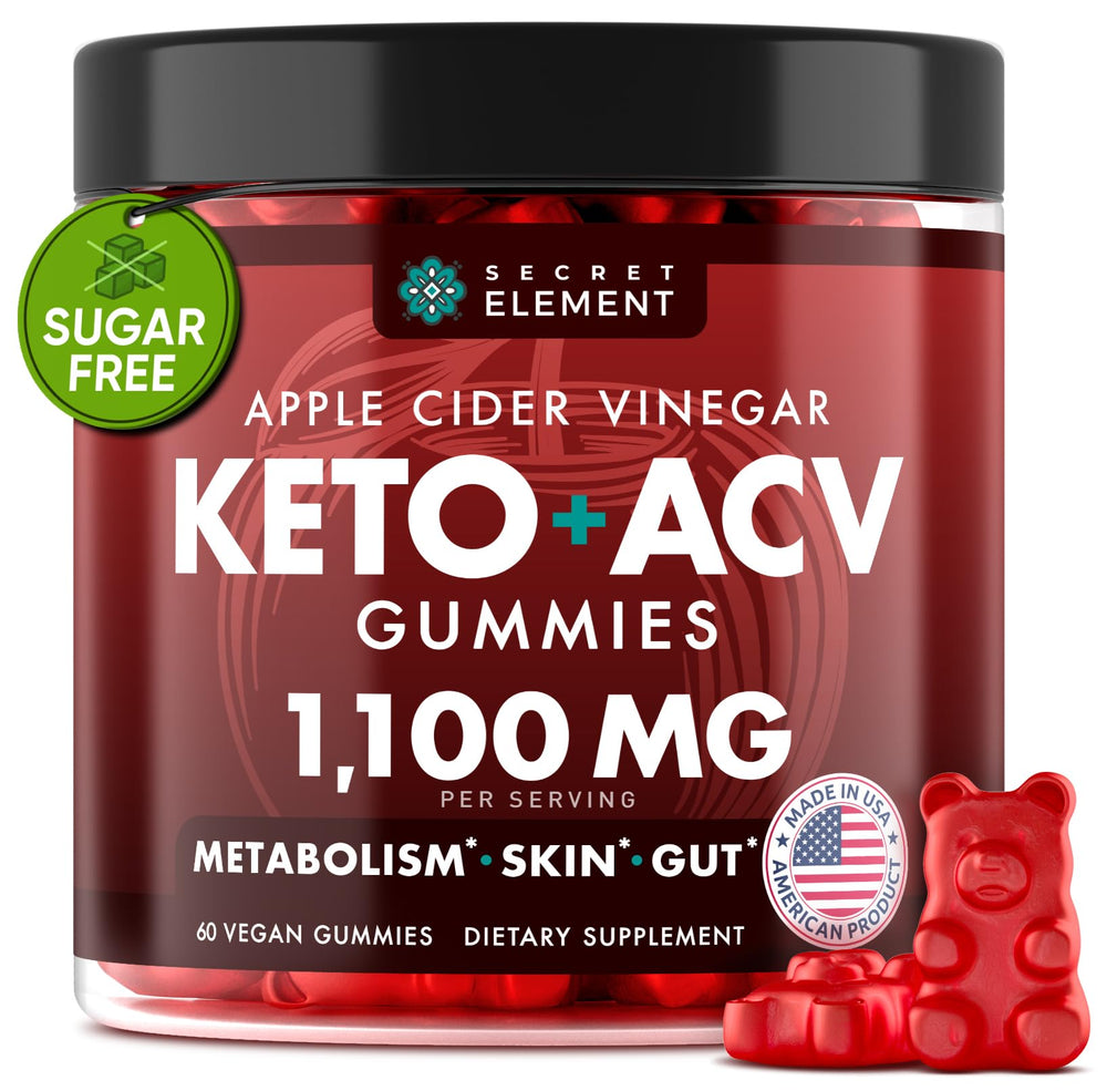 Secret Element Keto ACV Gummies bottle highlights 1100mg blend for daily use