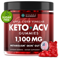 Secret Element Keto ACV Gummies bottle highlights 1100mg blend for daily use
