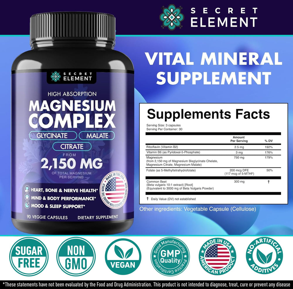 Secret Element Magnesium Complex bottle pictured for daily use in a morning routine.