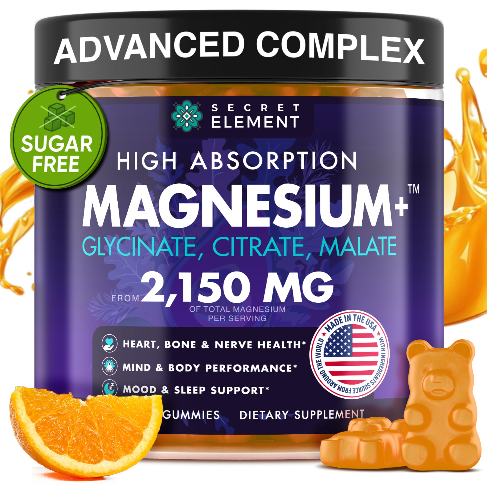 Secret Element Magnesium Glycinate bottle pour shows convenient daily supplementation.