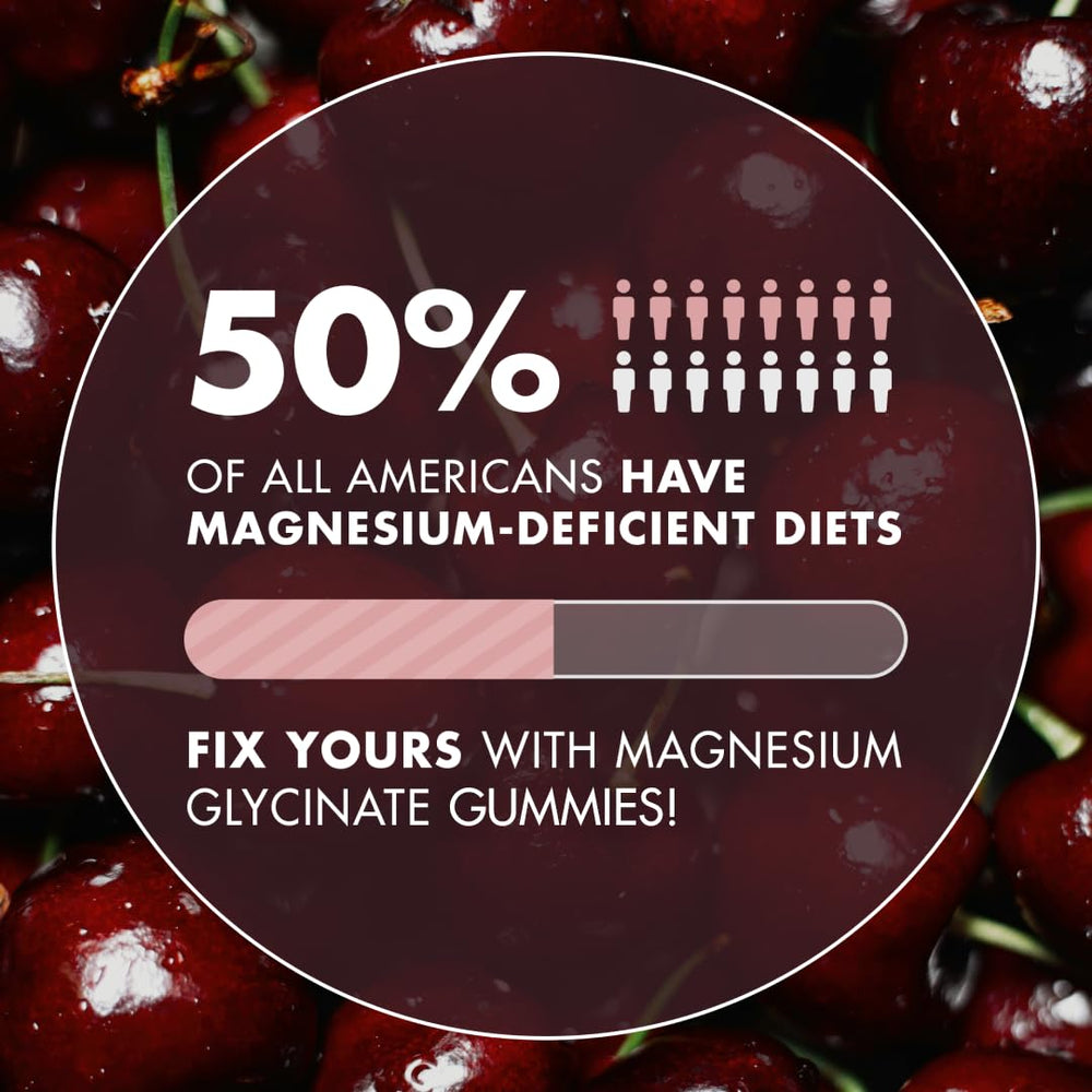 Secret Element magnesium gummies cherry ingredients visible: glycinate, citrate, and malate blend.