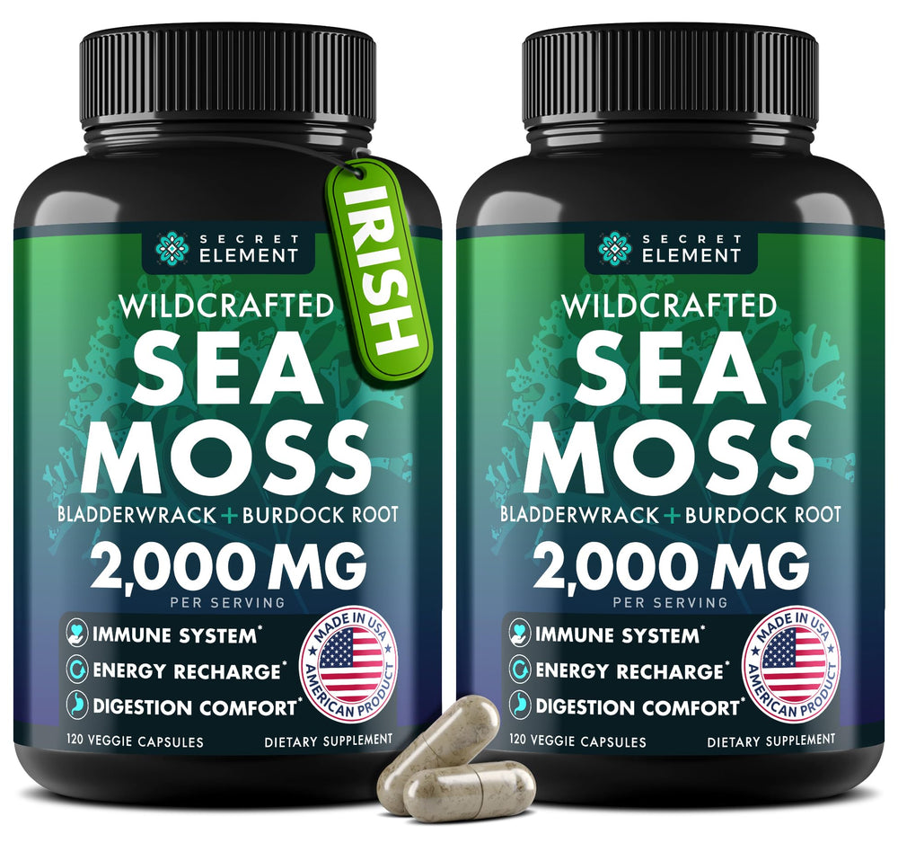 Secret Element Sea Moss Capsules bottle front for everyday immune and energy support