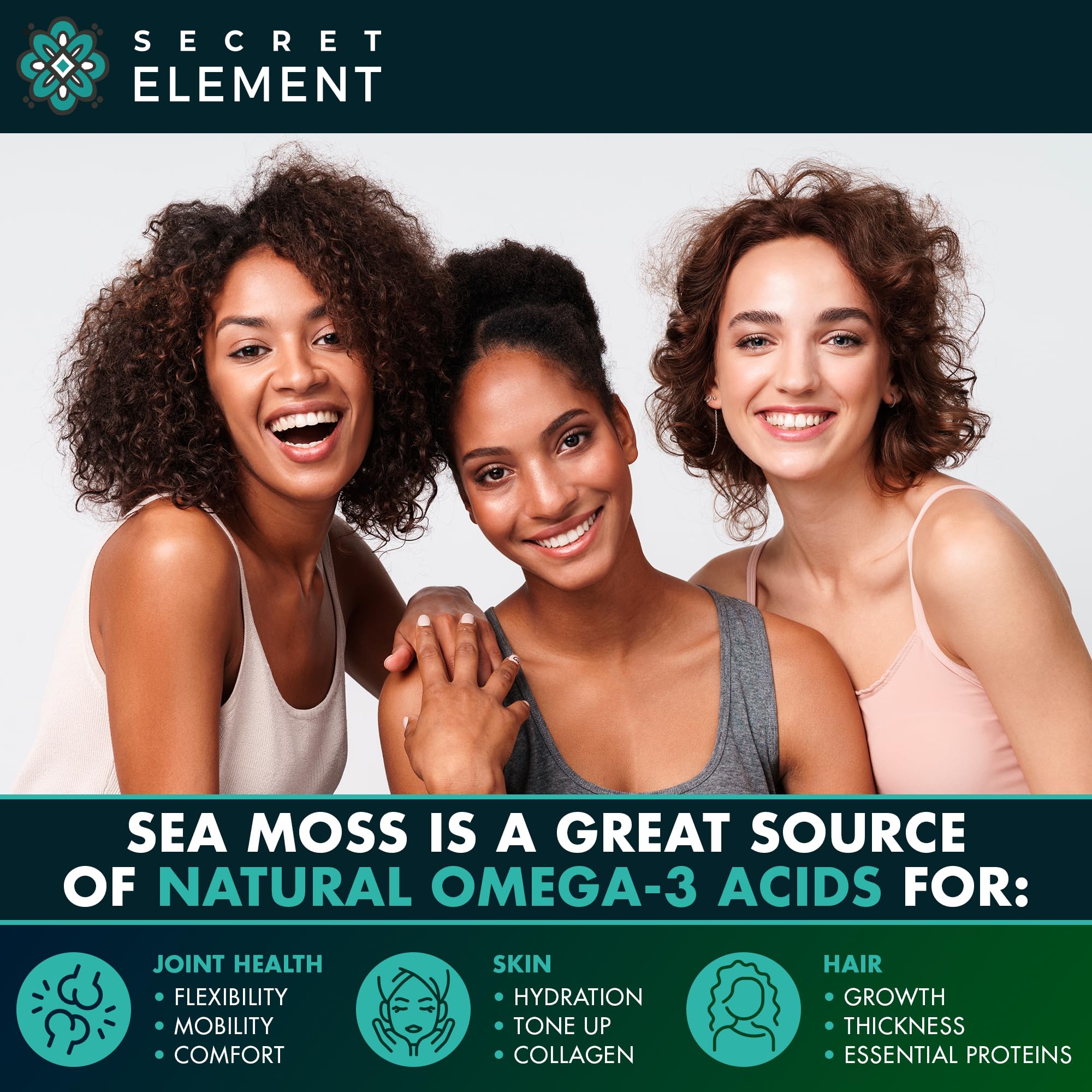 Secret Element Sea Moss Capsules blended into a smoothie for easy daily use