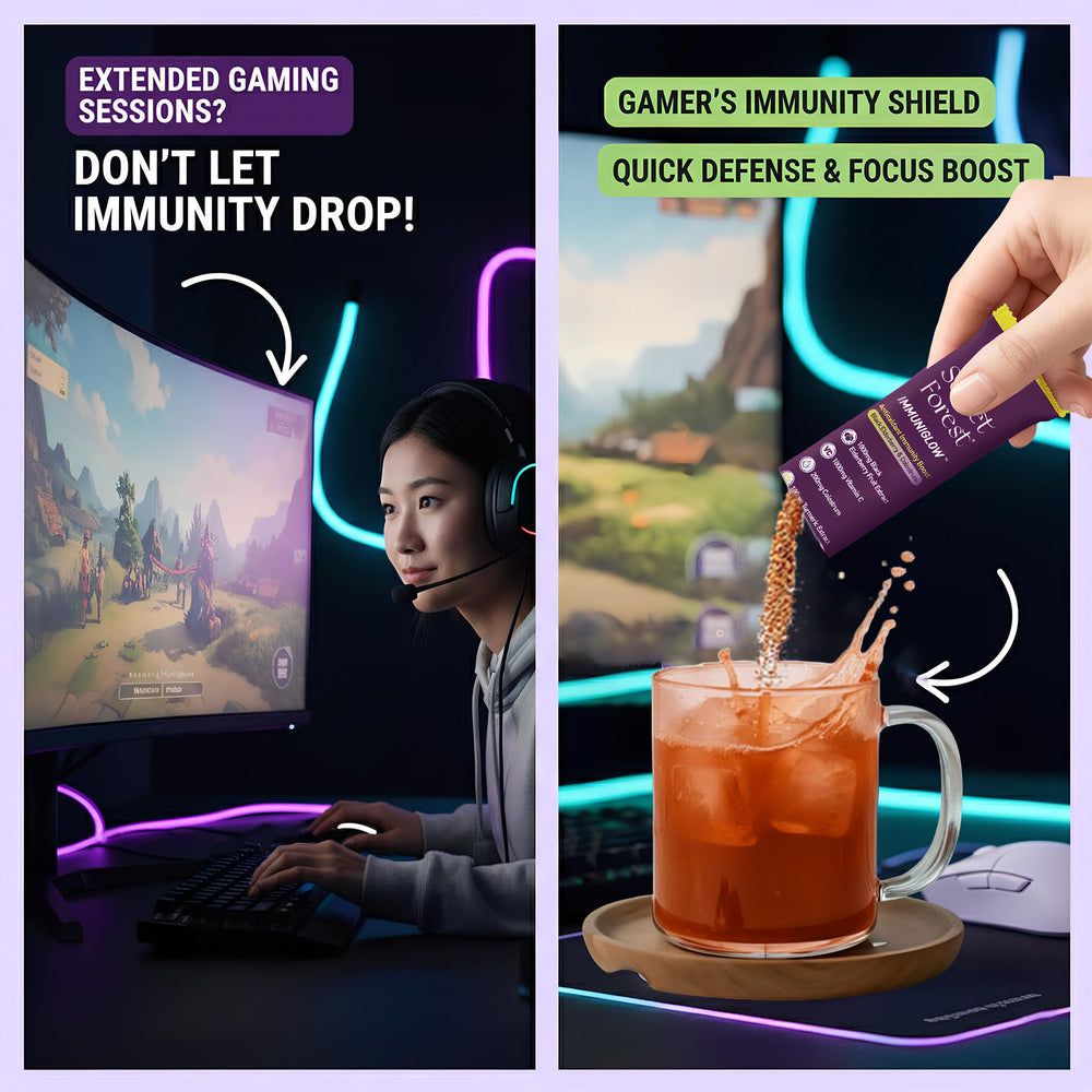 Secret Forest ImmuniGlow on-the-go drink supports a flexible daily routine.