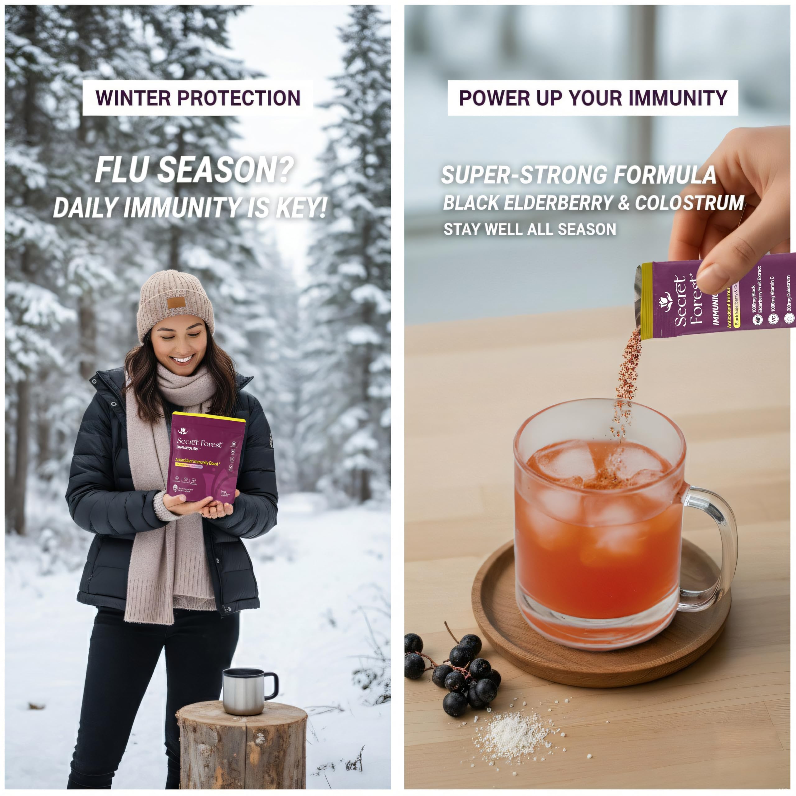 Secret Forest ImmuniGlow turmeric extract adds antioxidant-inspired notes to the mix.