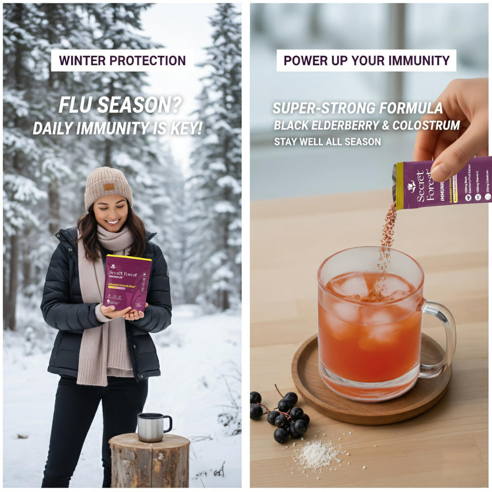 Secret Forest ImmuniGlow turmeric extract adds antioxidant-inspired notes to the mix.