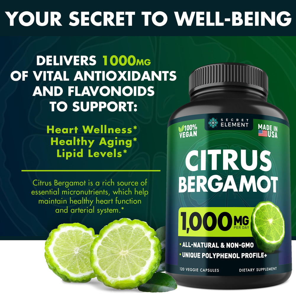 Secret Element Bergamot capsules on shelf suggesting daily routine.